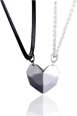 LEGENSTAR Two Souls One Heart Pendant Necklaces for Couple,Wishing Stone Creative Magnet Couples Necklace
