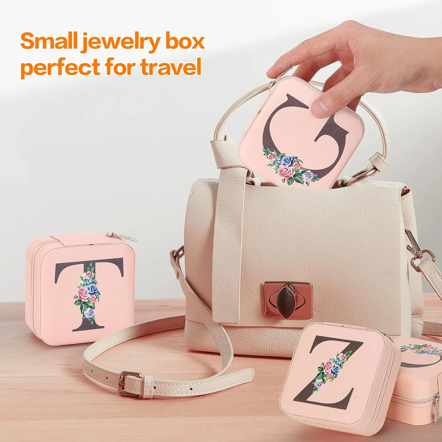 LETURE Travel Jewelry Case Small Jewelry Box Jewelry Organizer with Mirror, Unique Gifts for Women Teen Girl Mom Grandma gifts, Ring Necklace Earring Jewelry Holder Organizer Box (G)