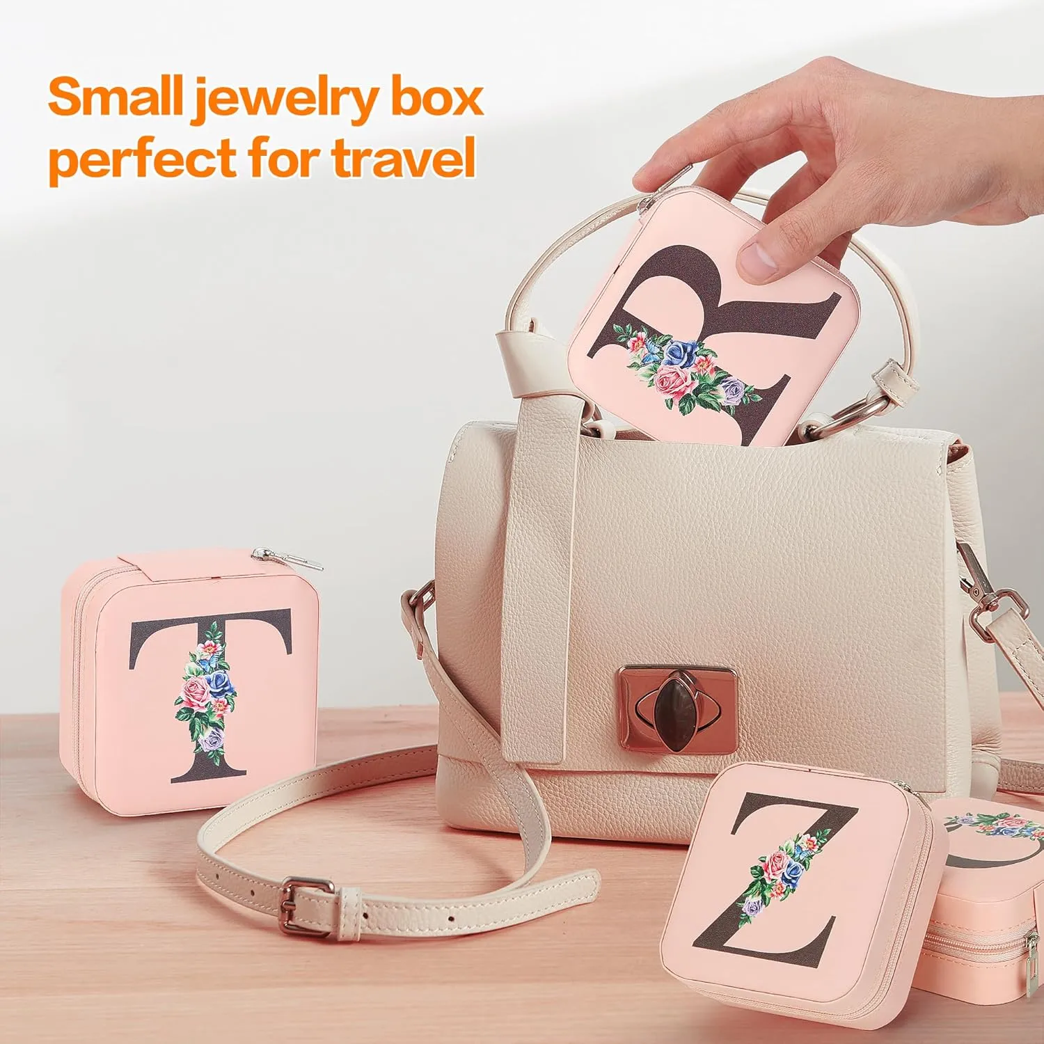 LETURE Travel Jewelry Case Small Jewelry Box Jewelry Organizer with Mirror, Unique Gifts for Women Teen Girl Mom Grandma gifts, Ring Necklace Earring Jewelry Holder Organizer Box (R)