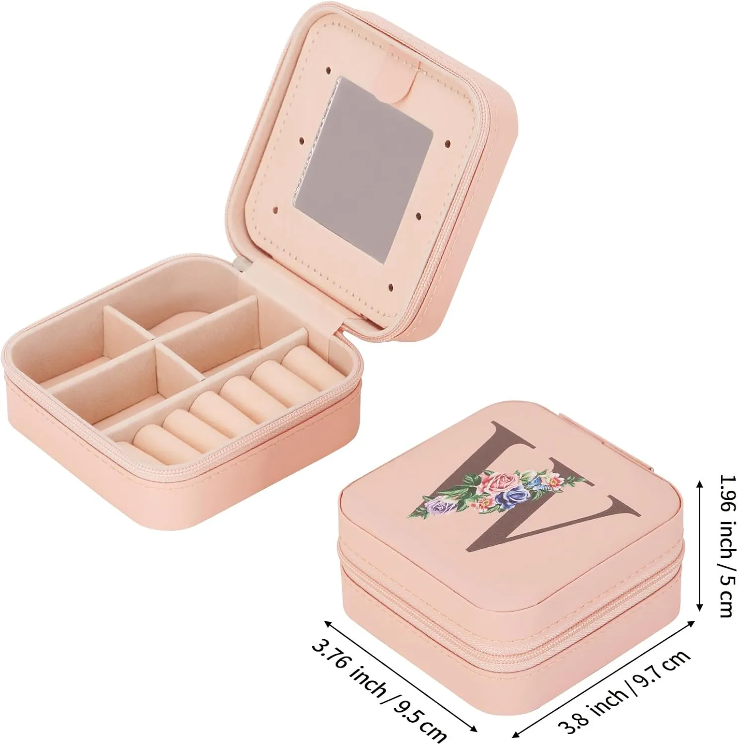 LETURE Travel Jewelry Case Small Jewelry Box Jewelry Organizer with Mirror, Unique Gifts for Women Teen Girl Mom Grandma gifts, Ring Necklace Earring Jewelry Holder Organizer Box (W)