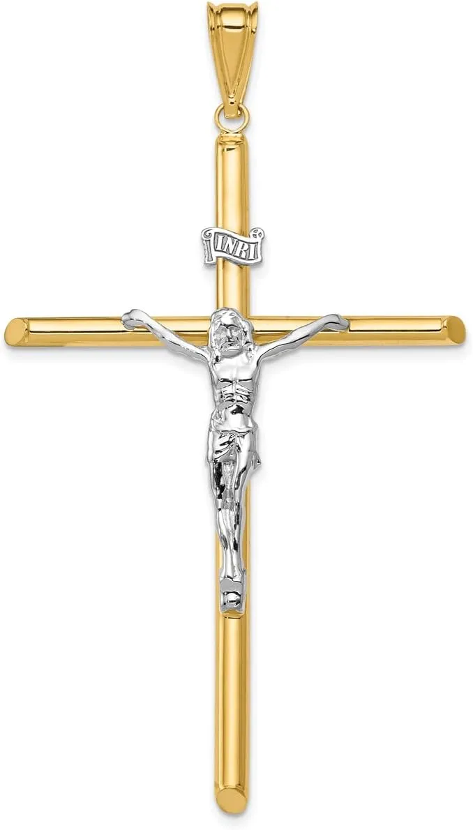 Lex & Lu 14k Two-tone Gold Polished Jesus Crucifix Pendant LAL102630