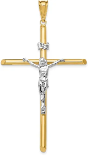 Lex & Lu 14k Two-tone Gold Polished Jesus Crucifix Pendant LAL102630