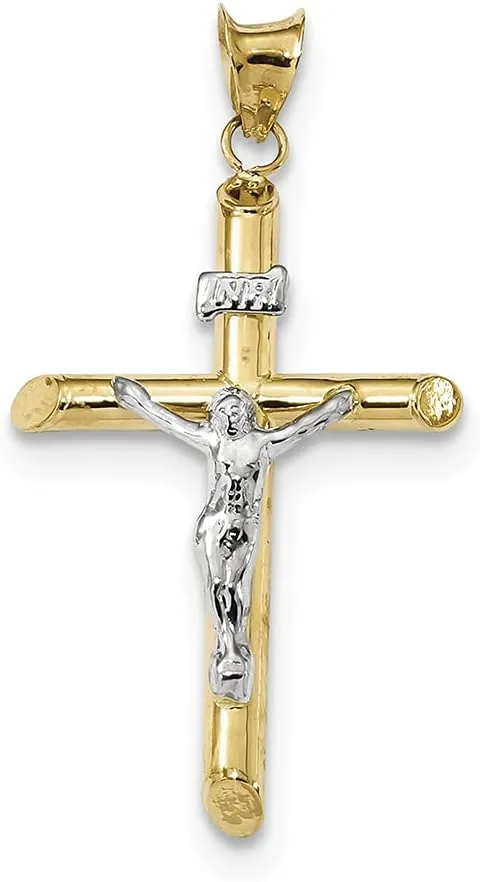 Lex & Lu 14k Two-tone Gold Polished Jesus Crucifix Pendant LAL102634