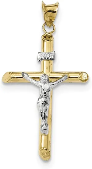 Lex & Lu 14k Two-tone Gold Polished Jesus Crucifix Pendant LAL102634
