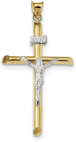 Lex & Lu 14k Two-tone Gold Polished Jesus Crucifix Pendant LAL102635