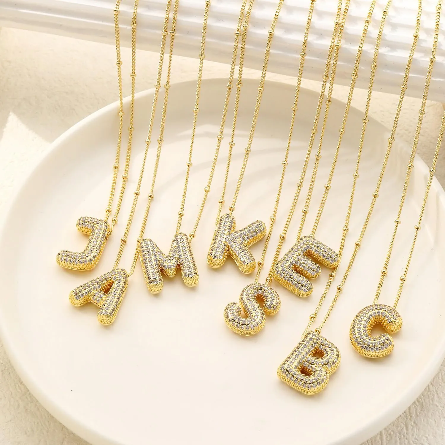 LEXODY Gold Initial Letter Necklace for Women, Dainty 14K Gold A-Z Diamond Initial Necklaces Trendy Simple Chunky Cubic Zirconia Alphabet Necklace Waterproof Jewelry for Women Gifts