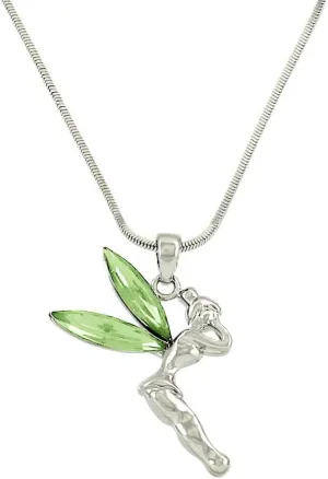 Liavy's Tinker Bell Fairy Charm Pendant Fashionable Necklace - Sparkling Crystal - 17" Snake Style Chain - Unique Gift and Souvenir