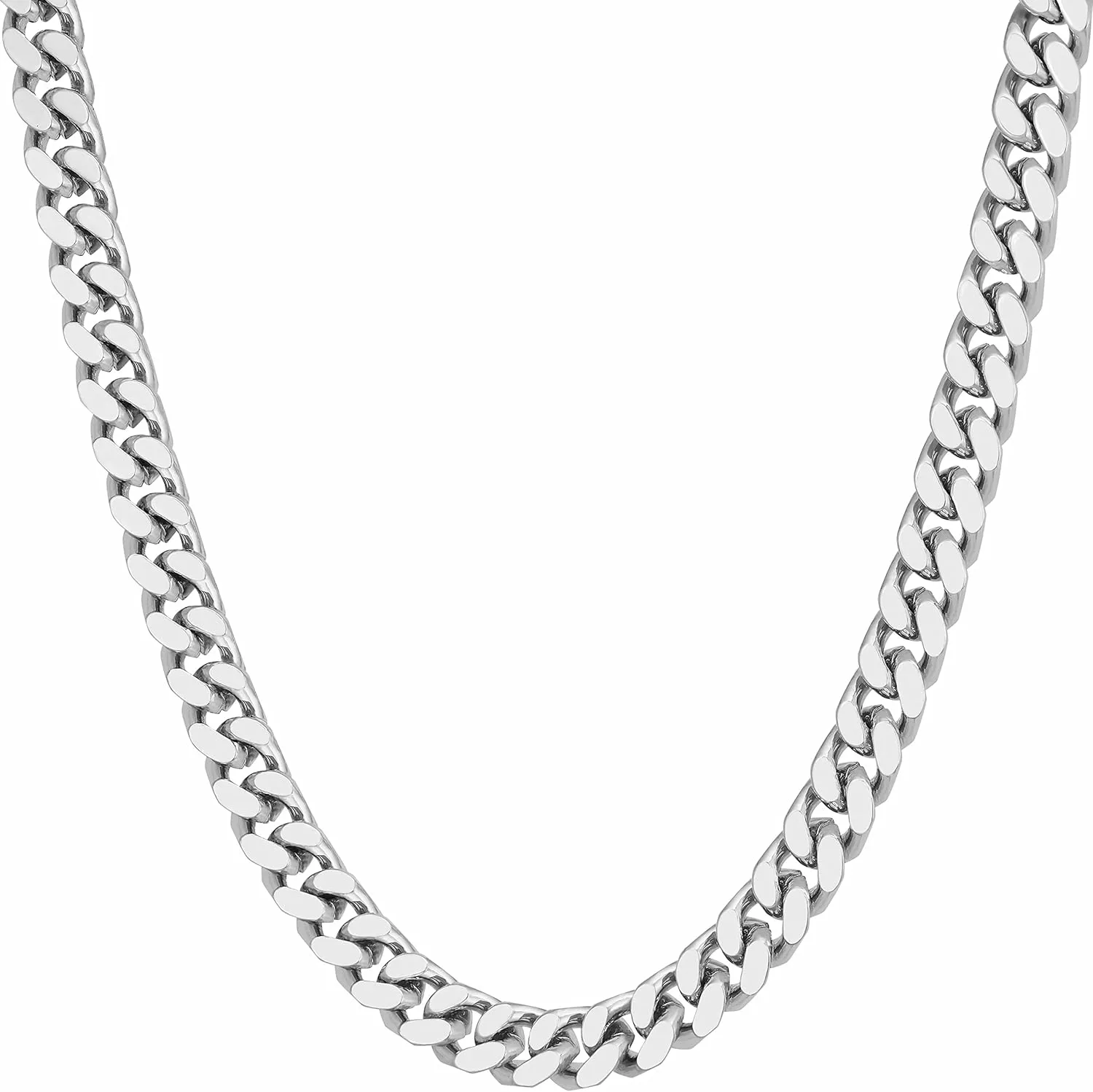 LIFETIME JEWELRY Miami Curb Square Cut Cuban Link Chain Necklaces 24k Gold Plated (5mm & 9.5mm)