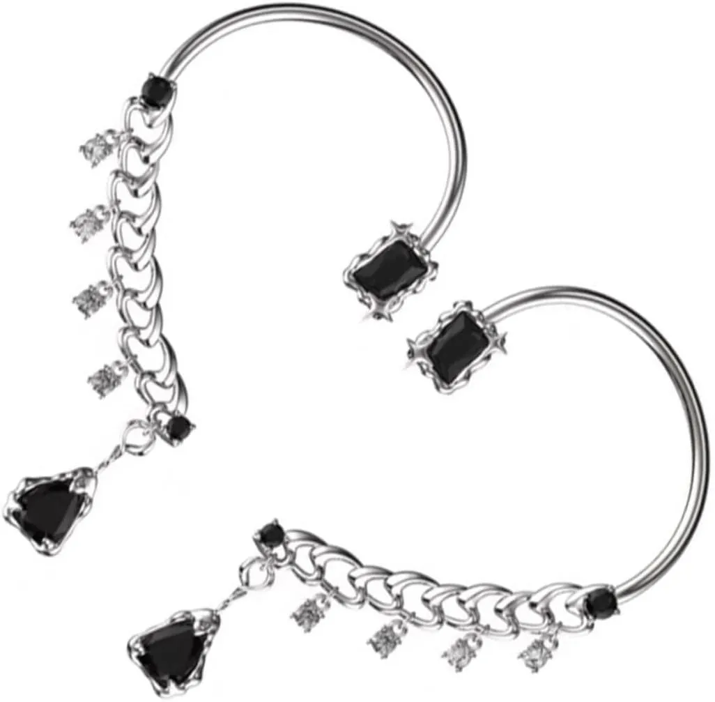 LIFKOME Elegant Metal Ear Wrap Crawler 2pcs Gothic Punk Ear Cuff Earrings for Non-piercing