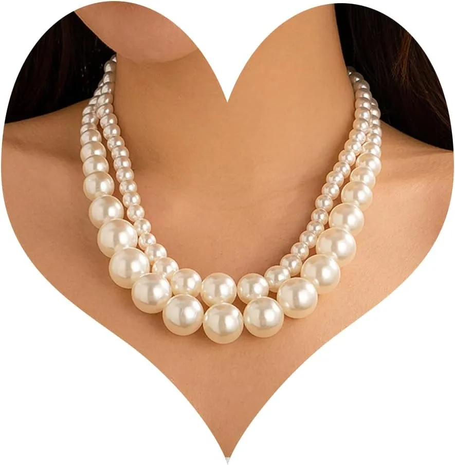 Long Pearl Necklaces for Women Layered Pearl Necklace Chunky Pearl Necklace Jewelry