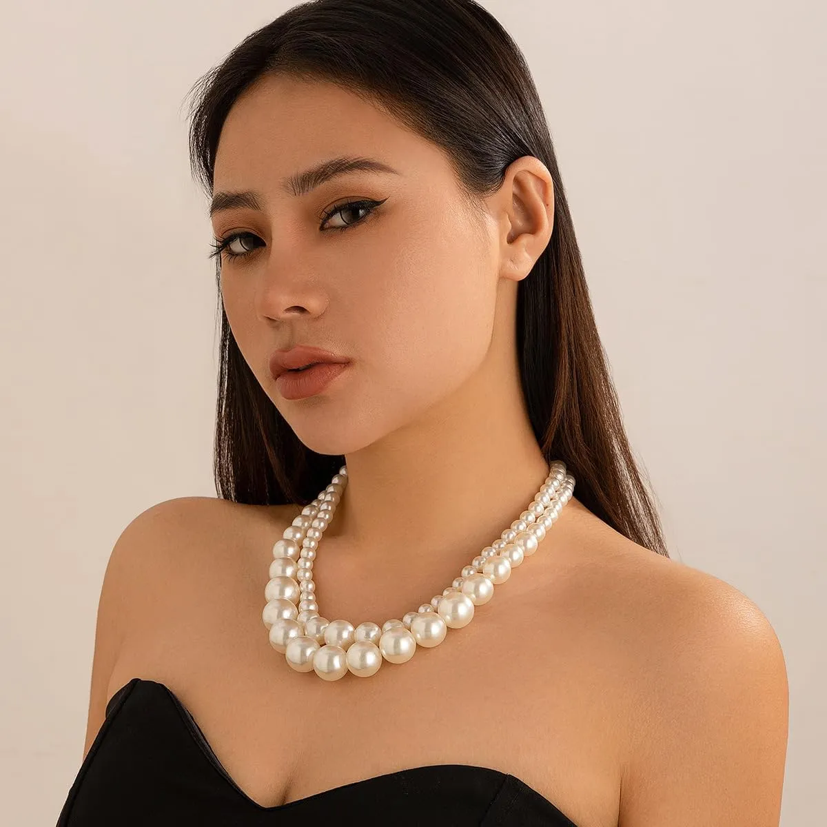 Long Pearl Necklaces for Women Layered Pearl Necklace Chunky Pearl Necklace Jewelry