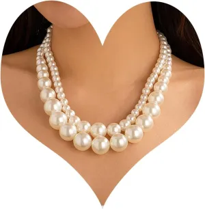 Long Pearl Necklaces for Women Layered Pearl Necklace Chunky Pearl Necklace Jewelry