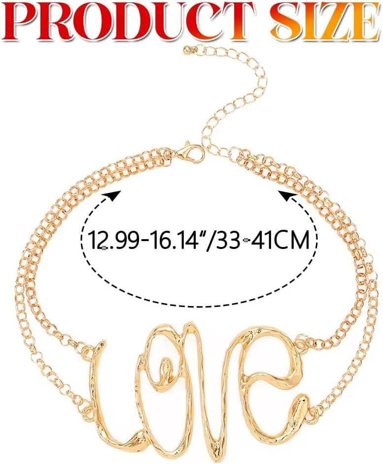 Love Choker Necklaces Gold Letter Collar Necklace Love Chain for Women