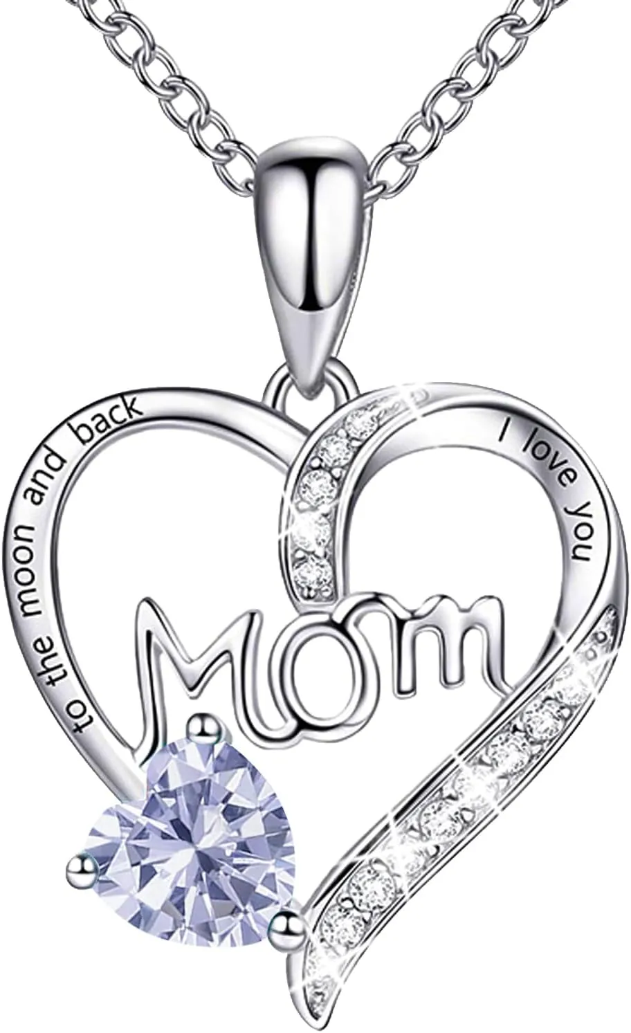 Love Heart Pendant Necklaces for Women, Mother's Day Gifts for Mom Grandma Wife from Daughter Son, I Love You Mom (With gift box)