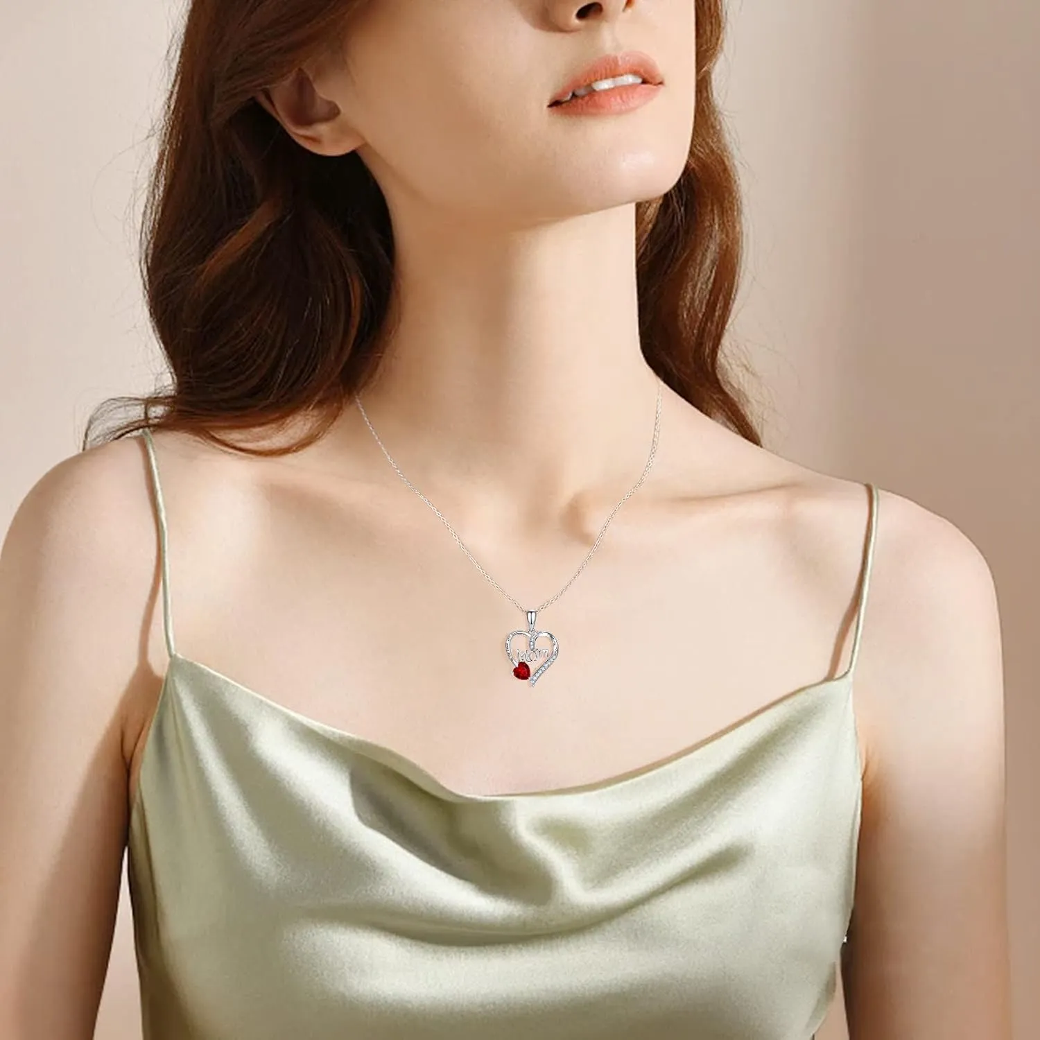 Love Heart Pendant Necklaces for Women, Mother's Day Gifts for Mom Grandma Wife from Daughter Son, I Love You Mom (With gift box)