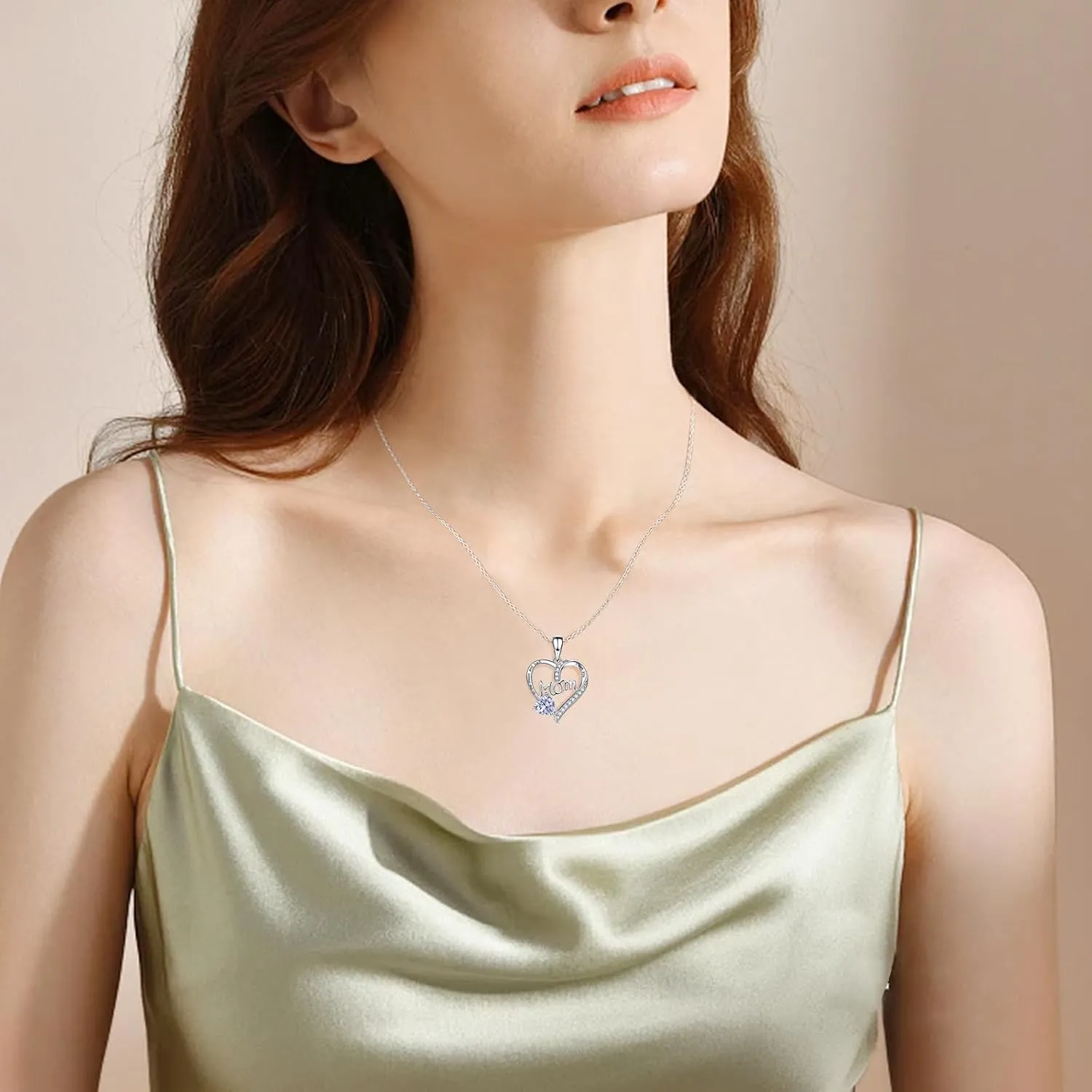 Love Heart Pendant Necklaces for Women, Mother's Day Gifts for Mom Grandma Wife from Daughter Son, I Love You Mom (With gift box)