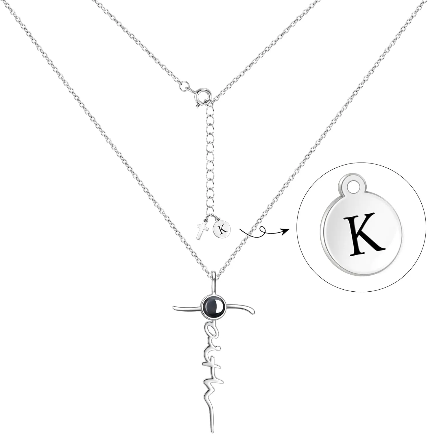 Loved Creations Cross Necklaces for Women - Sterling Silver Initial Cross Necklace I Love You 100 Languages Faith Religious Necklace Valentine's Day Wedding Anniversary Birthday Christian Jewelry Gifts for Women Girlfriend