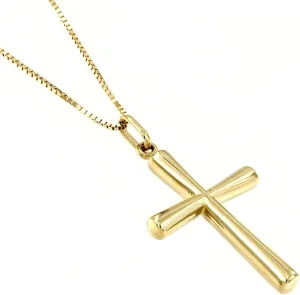 Lucchetta - 14k Gold Italian Authentic Christian Cross Necklace | High Polished Religious Gift