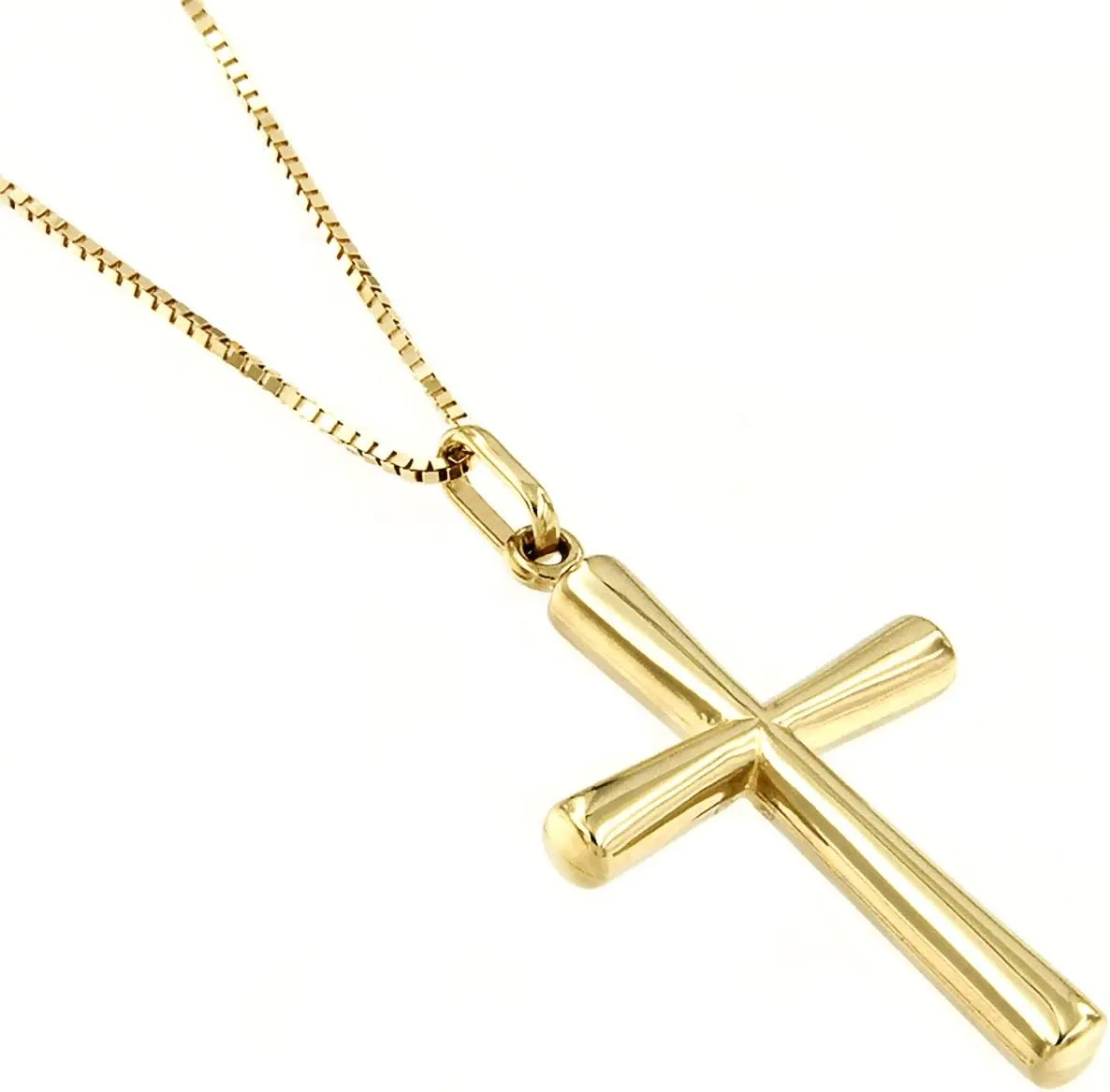 Lucchetta - 14k Gold Italian Authentic Christian Cross Necklace | High Polished Religious Gift