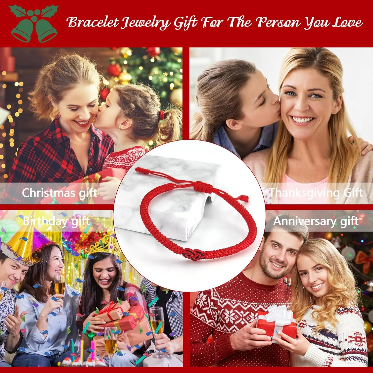 Lucky And Protection Bracelet,Red Knot String Bracelet for Men Women,Hand Braided Rope Thread,Surfer Bracelet for Girl Son Teenage