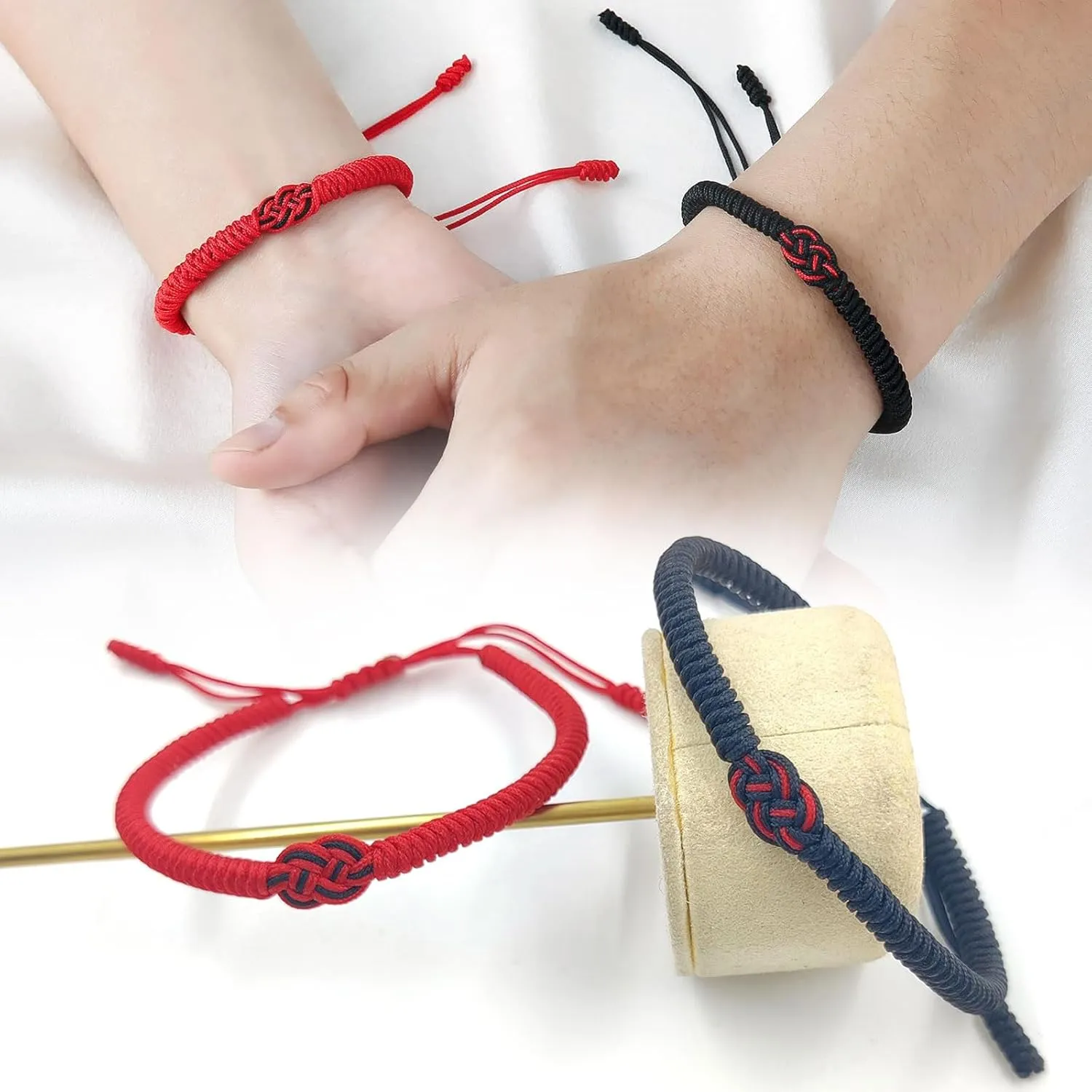 Lucky And Protection Bracelet,Red Knot String Bracelet for Men Women,Hand Braided Rope Thread,Surfer Bracelet for Girl Son Teenage