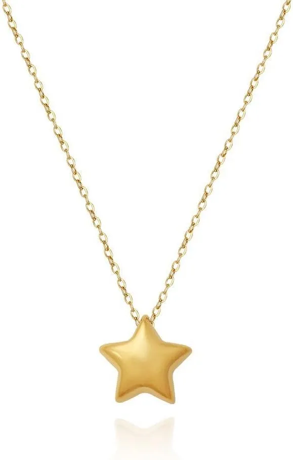 Lucky Star Pendant Necklace for Women Stainless Steel 18K Gold Plated Chain Adjustable Choker Necklaces Cute Christmas Birthday Jewelry Gifts 18"