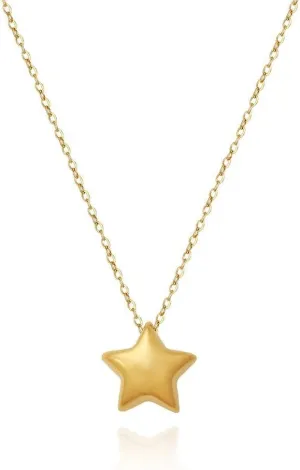 Lucky Star Pendant Necklace for Women Stainless Steel 18K Gold Plated Chain Adjustable Choker Necklaces Cute Christmas Birthday Jewelry Gifts 18"