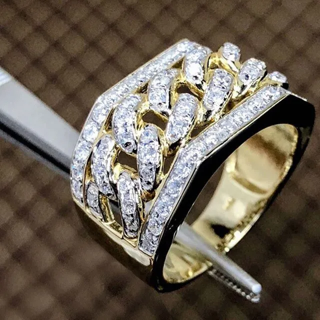 Luxury Male Female Wedding Zircon Stone Ring Crystal Gold Plt Rings Punk for Women Men East Cubic Dubai Jewelry Dropshipping