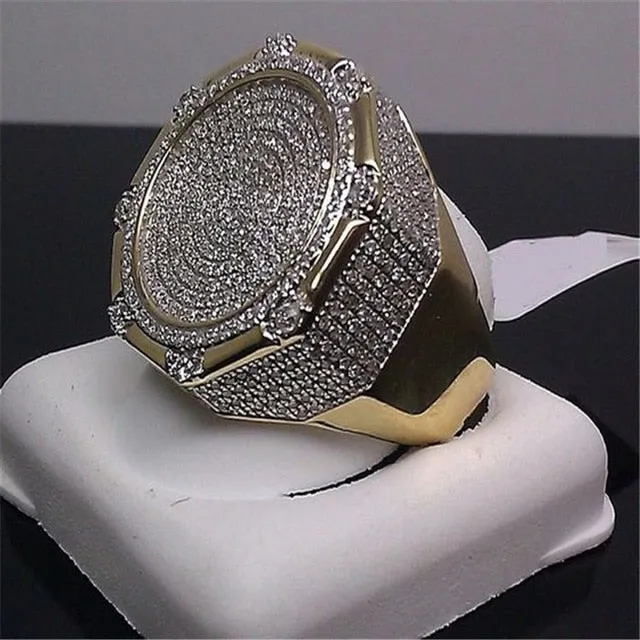 Luxury Male Female Wedding Zircon Stone Ring Crystal Gold Plt Rings Punk for Women Men East Cubic Dubai Jewelry Dropshipping