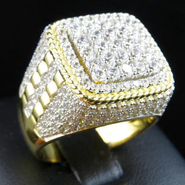 Luxury Male Female Wedding Zircon Stone Ring Crystal Gold Plt Rings Punk for Women Men East Cubic Dubai Jewelry Dropshipping