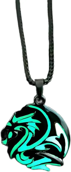 Male Domineering Luminous Flame Dragon Necklace Dragon Pendant Necklaces Glow in the Dark Jewelry-NG40