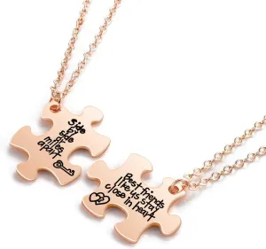 MANIFO Valentines Day Gifts Puzzle Necklace Alloy BFF Best Friends Pendant Necklaces Couples Friends