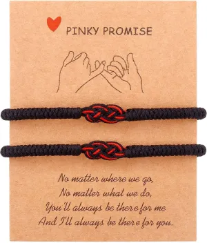 Matching Couple Bracelets for Men Women Red Black Mix Infinity Love Lucky Bracelet Tibetan Lucky Amulet Knot Bracelet With Pinky Promise Card Relationship Bracelets for Boyfriend Girlfriend