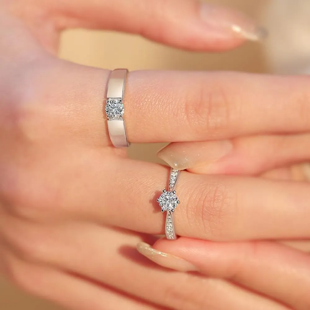 Matching Rings for Couples, Adjustable Unisex Eternity Love Band Set for Couples | CZ Stackable Jewelry, Perfect for Promise Engagements Rings for Women