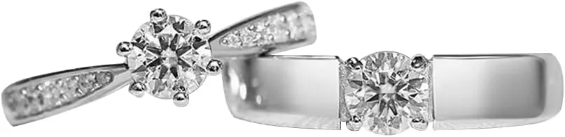 Matching Rings for Couples, Adjustable Unisex Eternity Love Band Set for Couples | CZ Stackable Jewelry, Perfect for Promise Engagements Rings for Women