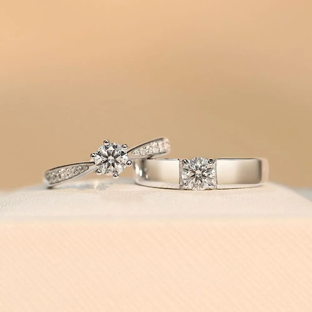 Matching Rings for Couples, Adjustable Unisex Eternity Love Band Set for Couples | CZ Stackable Jewelry, Perfect for Promise Engagements Rings for Women