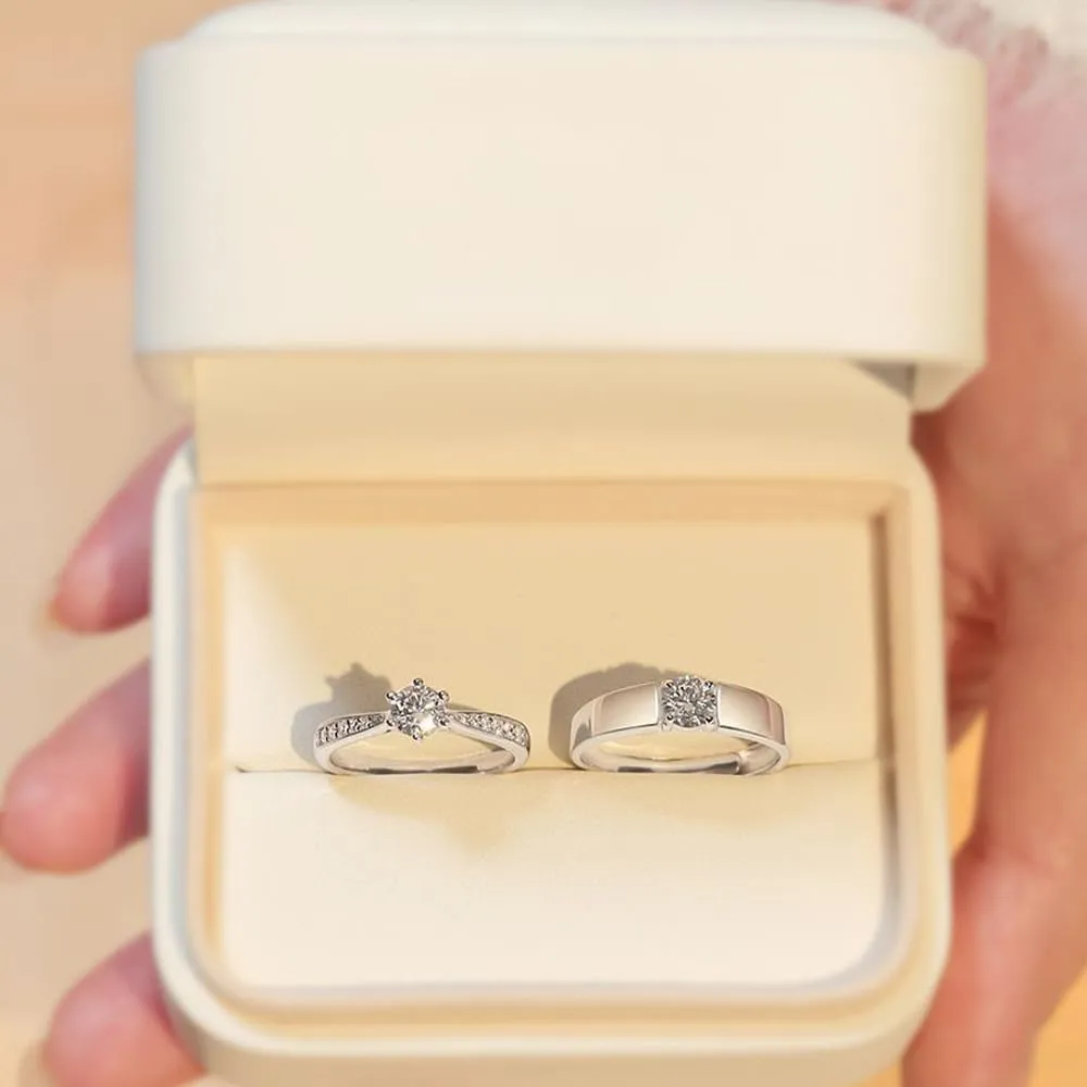 Matching Rings for Couples, Adjustable Unisex Eternity Love Band Set for Couples | CZ Stackable Jewelry, Perfect for Promise Engagements Rings for Women