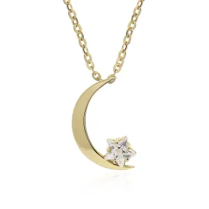 Meissa Moon Necklace for Women Mother's Day Moon Star Charm Necklaces with Cubic Zirconia, Minimalist Dainty Gold Pendant Handmade Jewelry for Women Girls, Birthday Graduation Anniversary Gift