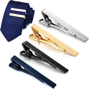 Men TIE Clip Fashionable Elegant Slick Finish 4 Colors Male TIE Neck CLAMP Set for Daily USE