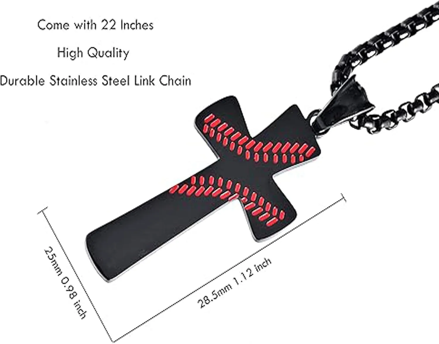 Men's Baseball Cross Necklace Stainless Steel Baseball Sports Pendant Bible Verse Philippians 4:13 I Can Do All Things Religious Jewelry for Birthday Christmas