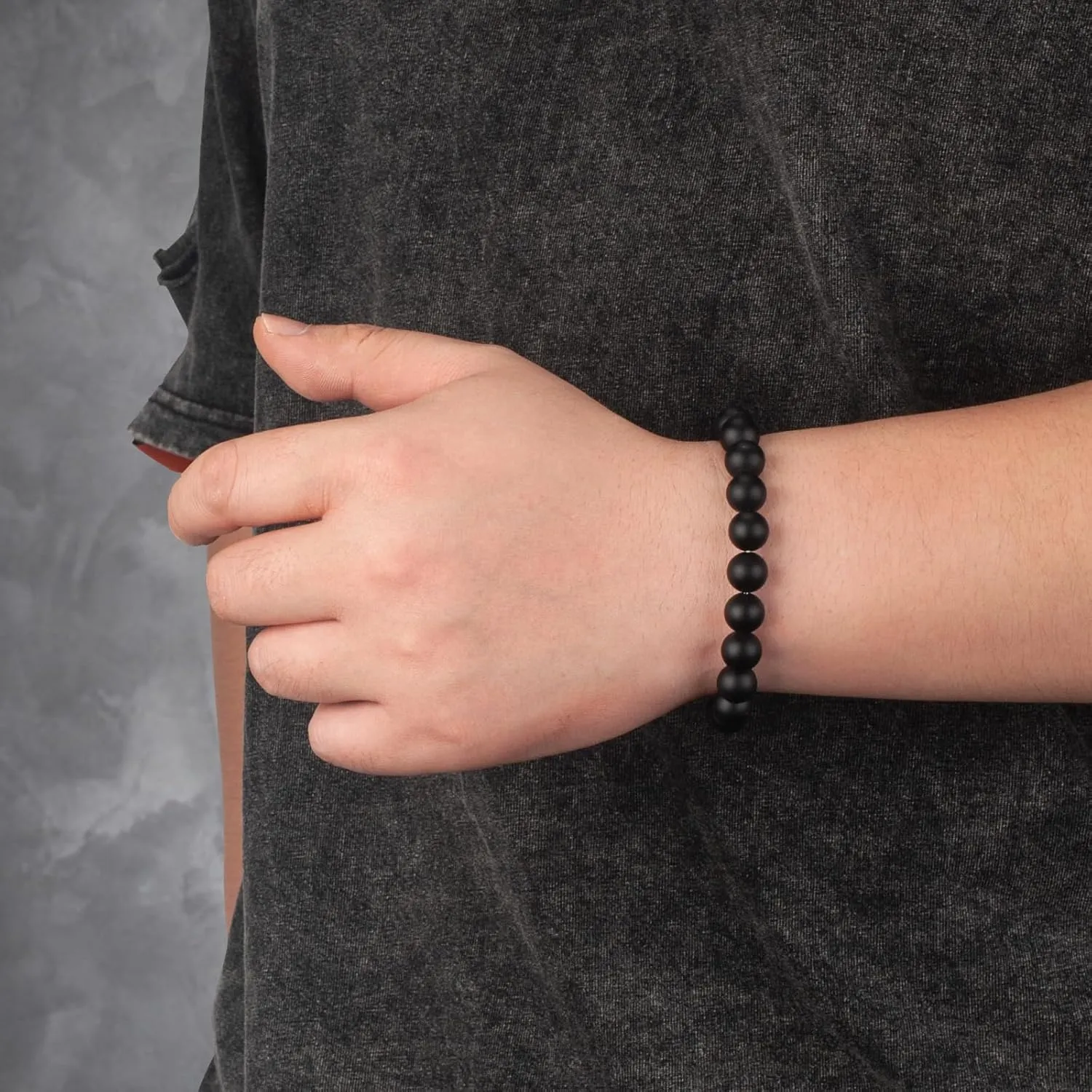 Mens Beaded Bracelets  Lava Onyx Tiger Eye Beaded Bracelets for Men  Natural Gemstone Protection Bracelet for Men 19/20/21/22/23CM