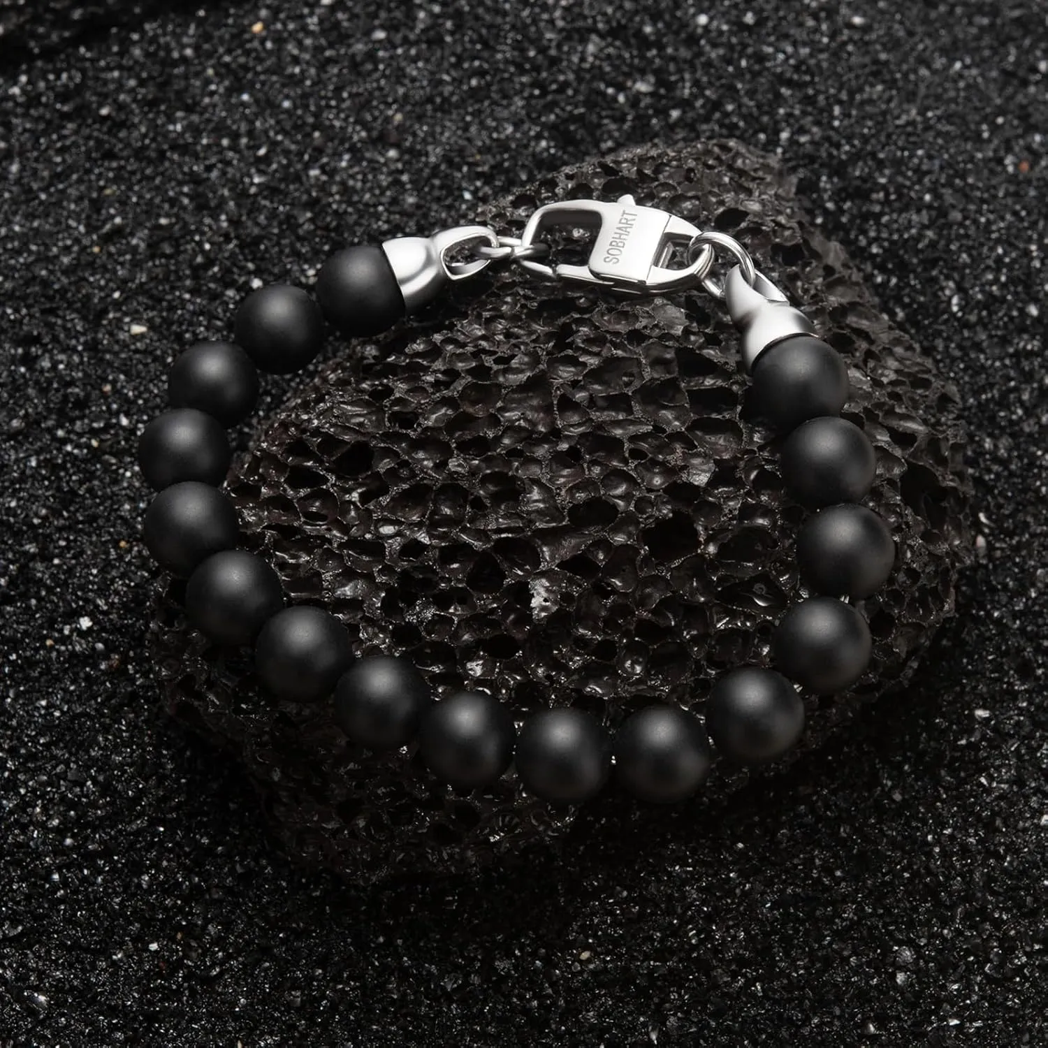 Mens Beaded Bracelets  Lava Onyx Tiger Eye Beaded Bracelets for Men  Natural Gemstone Protection Bracelet for Men 19/20/21/22/23CM