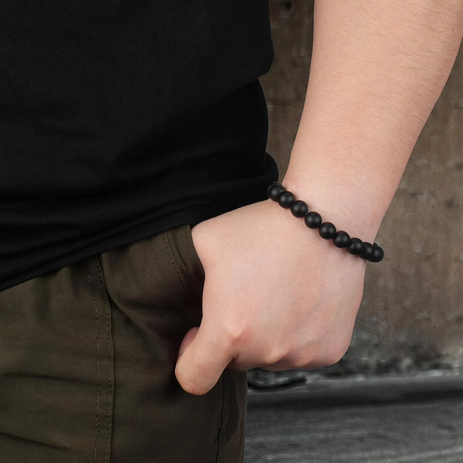 Mens Beaded Bracelets  Lava Onyx Tiger Eye Beaded Bracelets for Men  Natural Gemstone Protection Bracelet for Men 19/20/21/22/23CM