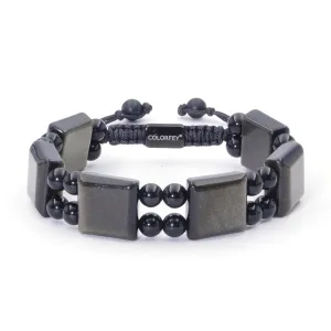 Mens Bracelet Beads Protection Crystals Bracelet for Men, COLORFEY Premium Golden Obsidian Men Beaded Bracelet, Masculine Exclusive Mens Stone Bracelet Unique Gifts for Him Handmade Bracelets for Dad