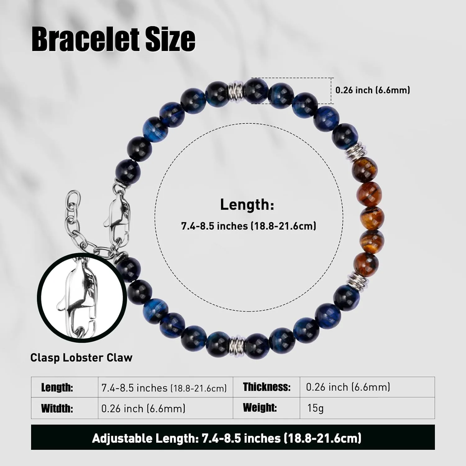 Mens Bracelet Trendy beaded bracelets, Stainless Steel Bracelet Chain with Clasp Adjustable,Unique Valentines Birthday Gifts for Dad Mom Boyfriend,Jewelry Presents for Men