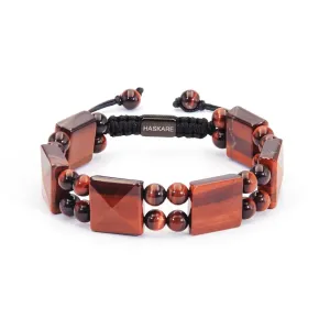 Mens Bracelets Beads Tigers Eye Bracelet, HASKARE Protection Crystals Natural Red Tiger Eye Unique Handcrafted Bead Bracelet for Men, Healing Stone Energy Bracelet Men Jewelry Christmas Gifts for Him