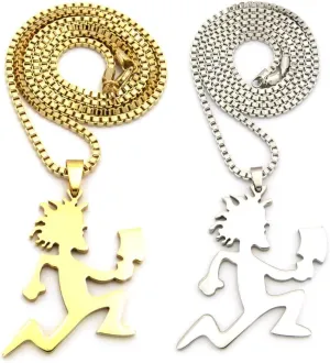 Mens Cz Hip Hop Hatchet Women Pendant 2mm 24" Box Chain Necklace Set Gold, Silver,