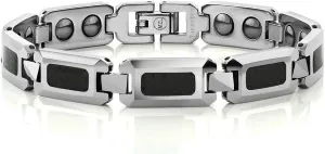 Mens Polished Tungsten Carbide Bracelet with NEW Solid Black Carbon Fiber Inlay