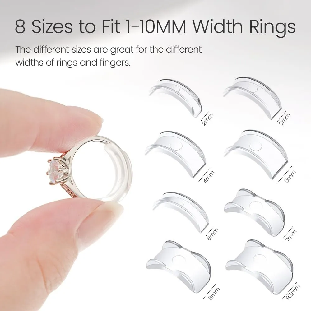 Meowoo Ring Sizer Invisible 14pack (6 Spiral & 8 Pad Ring Guards) Ring Sizer Adjuster for Loose Rings Women and Men Ring Spacer and Guard for Any Loose Rings