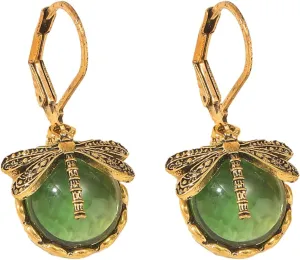Metal Carving Pattern Drop Earrings Dragonfly Faux Crystal Women Decor Leverback Bohemia Dangle Vintage Style Unique Jewelry